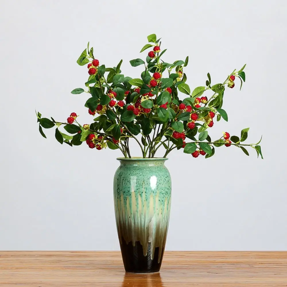 

Real Touch Artificial Raspberry Branches Elegant Handmade Simulation Blueberry Fruits Plastic Fake Red Fruit Stem