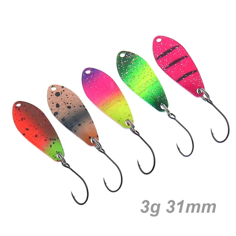 Fishing Lure 2.5g 3g  Mini Metal Spoon Area Trout Colorful Brass Copper Bait Freshwater Stream Tackle for Chub Perch Salmon