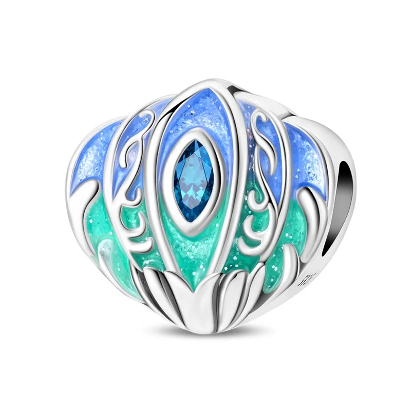 

2026 New 925 Sterling Silver Ocean Glowing Seashell Charms Beads Dangle Fit Original Bracelet DIY Women Birthday Jewelry Gift