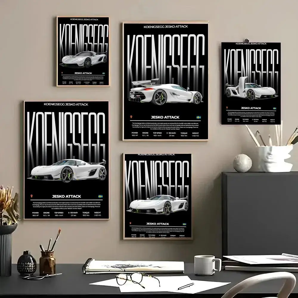 Supercar K-KoEnigSegg-ES Poster Decorative Wall Art Stickers Mural Photo Print for Home Living Room Hallway Decor