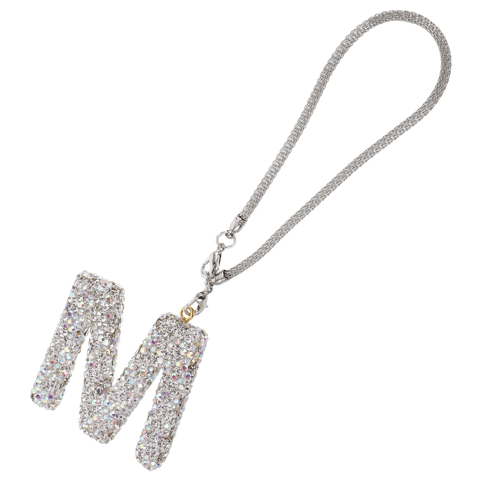 

M Letter Decor Rhinestone Charm for Rearview Mirror Girls Bling Car Accessories Car Rear View Mirror Hanging Decor Shiny