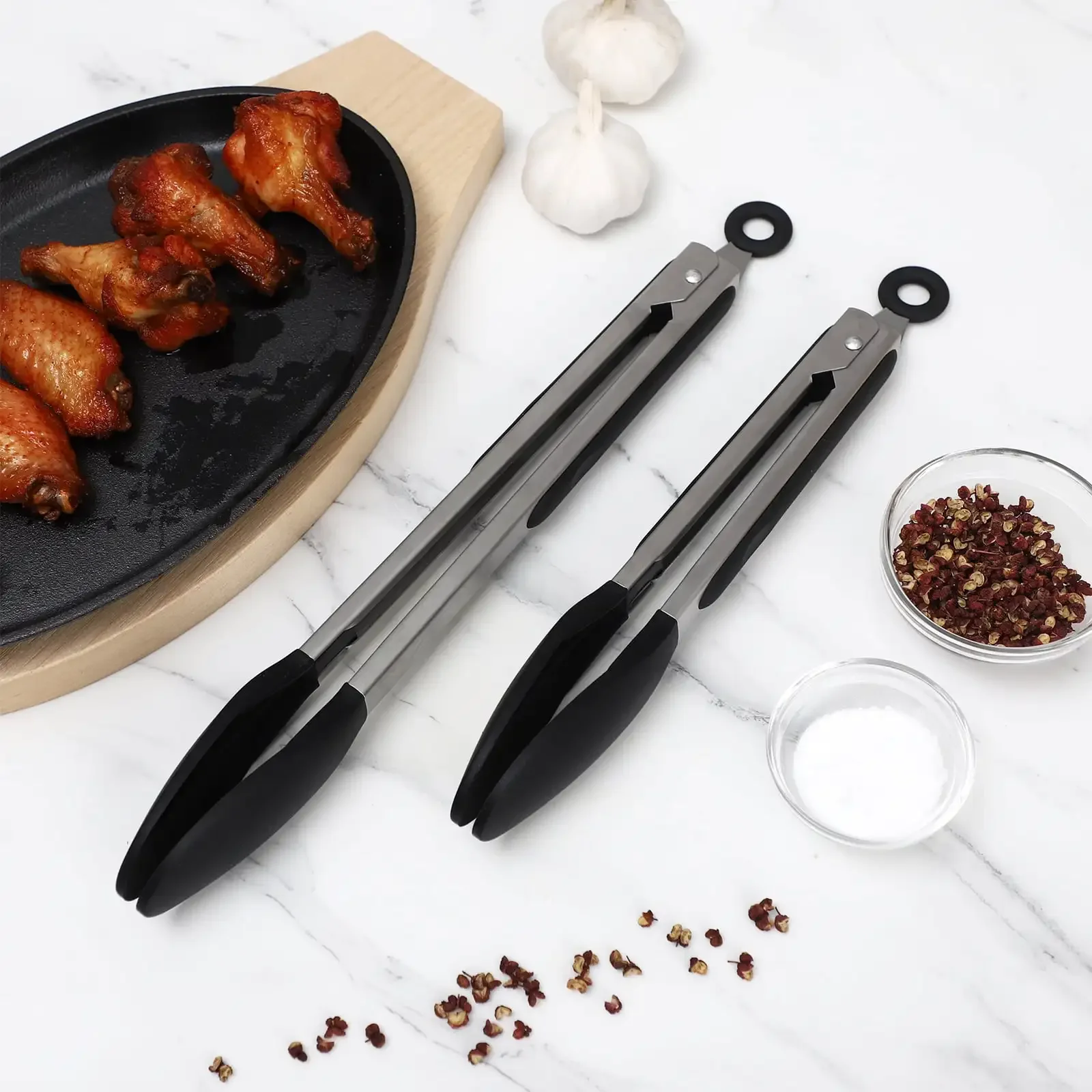 Set da 2 pezzi con pinza in acciaio inossidabile da cucina artigianale