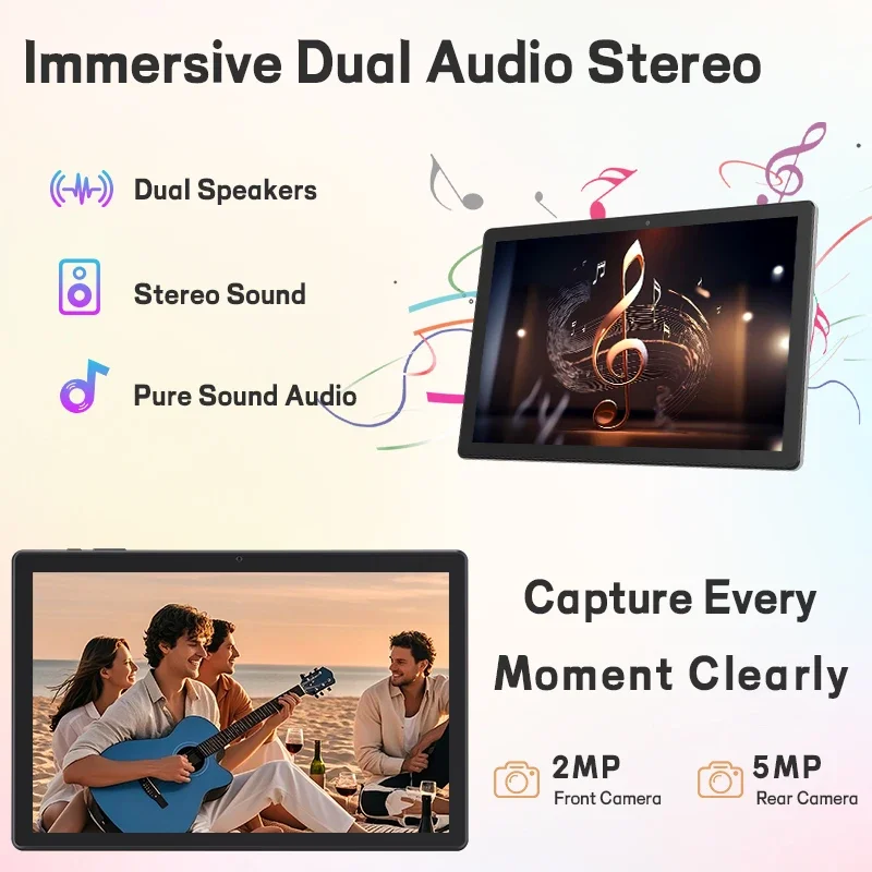 تابلت أندرويد 15 للأطفال 2025، شاشة 10.1 بوصة عالية الدقة، ثماني النواة، 8 جيجابايت + 64 جيجابايت (حتى 1 تيرابايت)، مع مساحة للأطفال، أجهزة التحكم الوالدين، 5000 مللي أمبير في الساعة