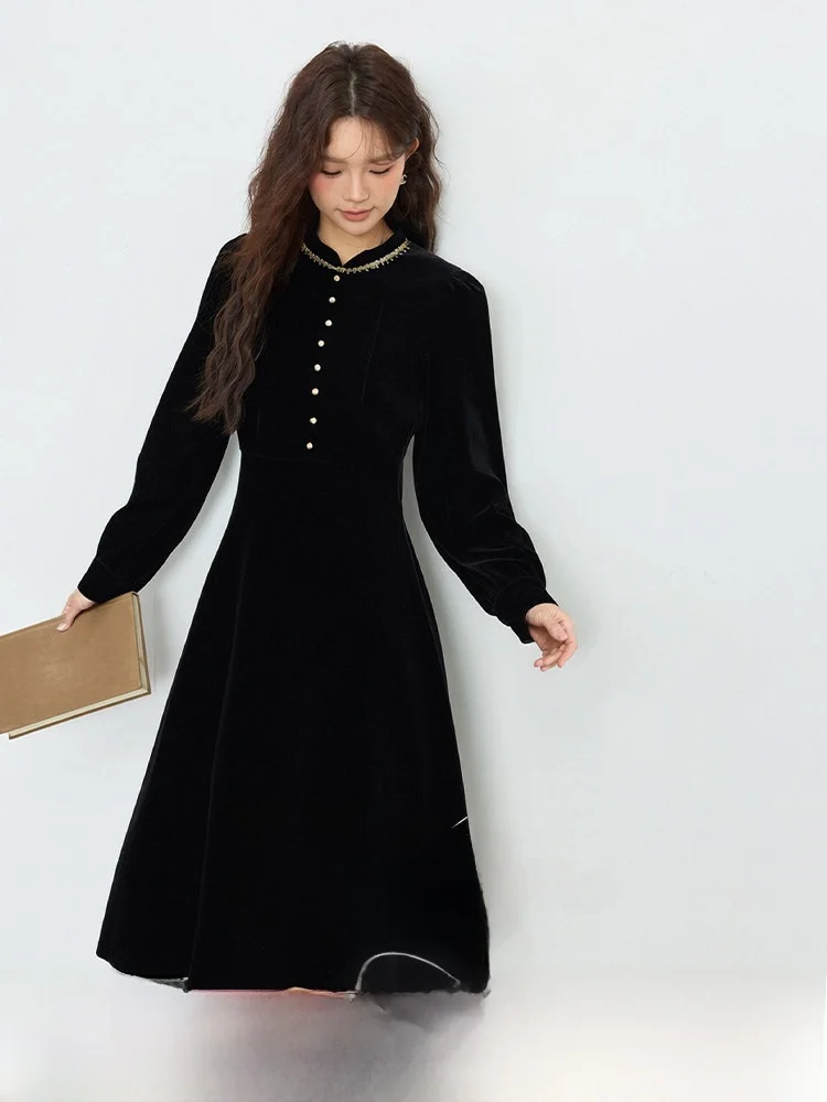 

Элегантное женское платье А-силуэта с завышенной талией, длинным рукавом и круглым вырезом, больших размеров, для повседневной носки