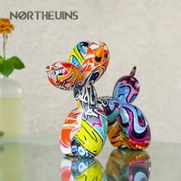 Resin Graffiti Balloon Dog Figurines for Interior Home Desktop Decoration Painting Colorful Art Animals Statue Crafts Decor Item