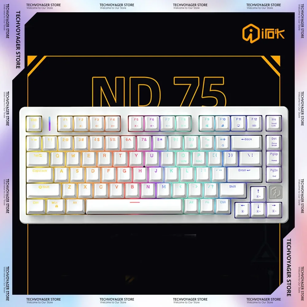 

Irok Nd75 Magnetic Switch Mechanical Keyboards Transparent RT 81 Keys Single-mode Mode Wired Gaming Keyboard PC E-sports Gfits