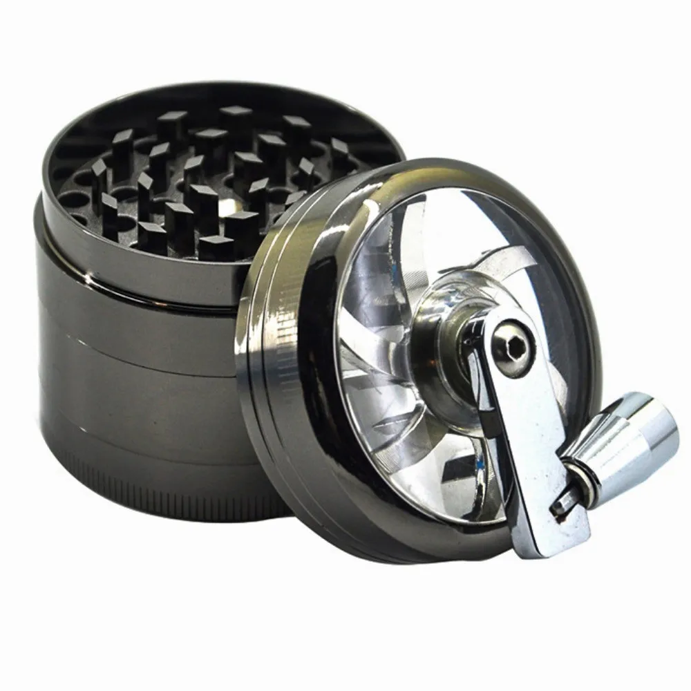 

40mm Hand Cranked Herb Grinder 4 Layer Metal Grinder Kitchen Tool Smoking Accessory