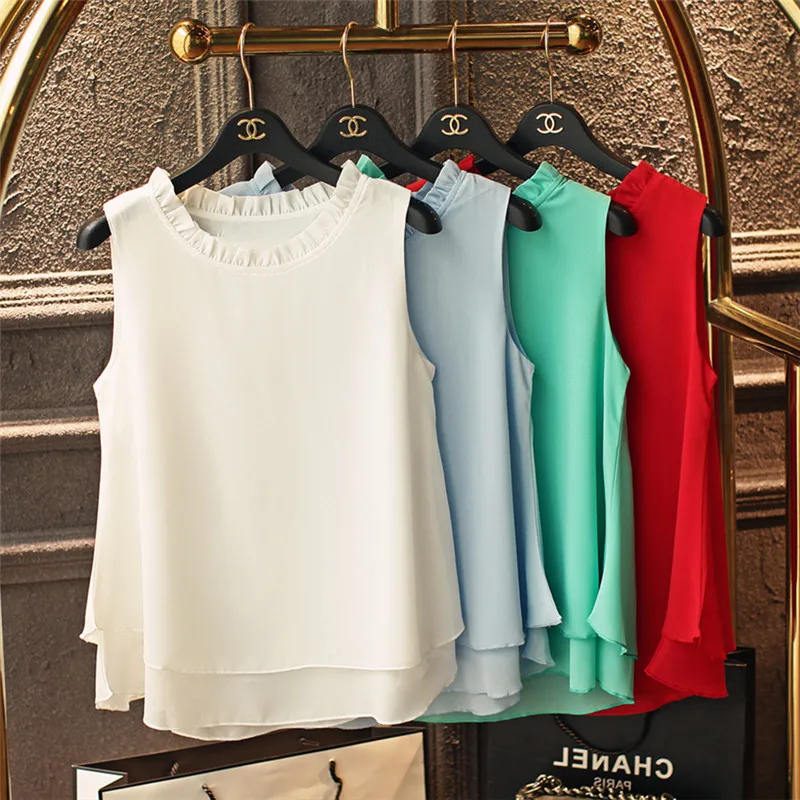 White Chiffon Blouse for Office Casual Women's plus Size Street wear Ruffled Neck Top Blusas Femininas fashion shirts