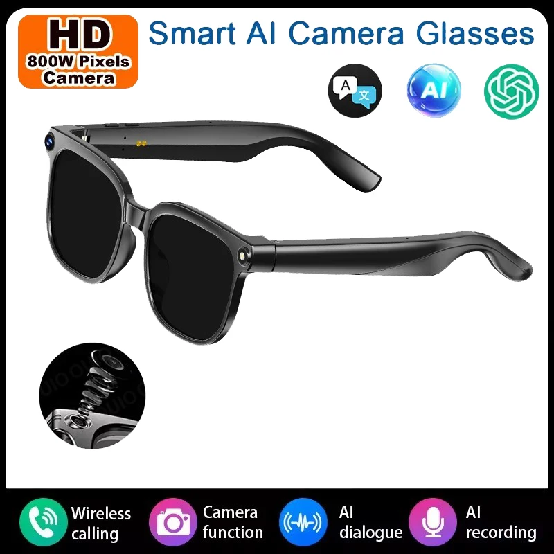 

MoriTech AI Smart Glasses 8MP Camera Video Music Player Call 120+Language Translation Business 8K Color Change Glasses Men