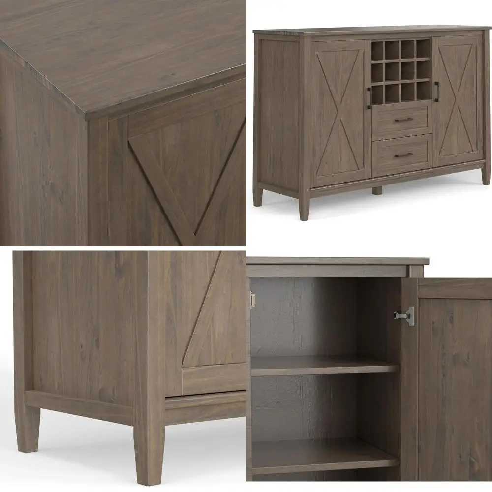 

Тумба-буфет 54 x 18 из массива дерева и сосны в переходном стиле с винной полкой, отделка «дымчатый коричневый»