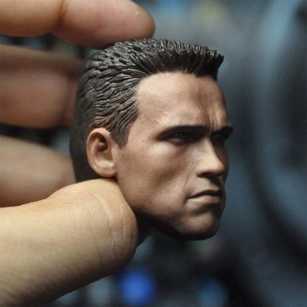 1/6 Young Arnold Schwarzenegger Head Sculpt PVC T800 Head Carving Model Fit 12'' Male Soldier Action Figure Body Dolls