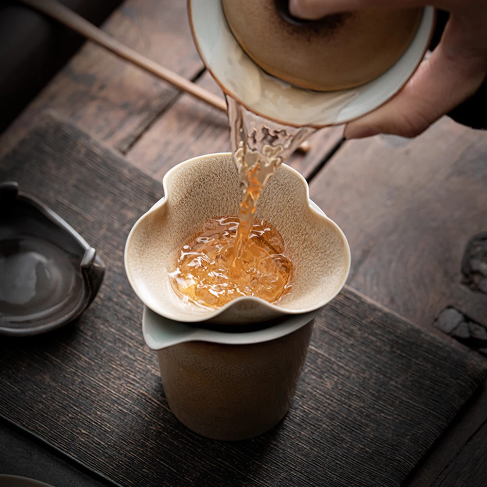 

1Set Home Tea Accessories Ceramic Tea Filter Mesh Infuser Retro Look Reusable Tasting Fun Collection Gift Mesh Filter