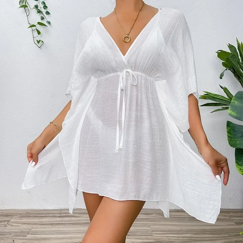 Verano Beachy cubrir BIKINI mujeres Vestido de playa encubrimientos traje de baño moda suelta ropa de playa sólida traje de baño