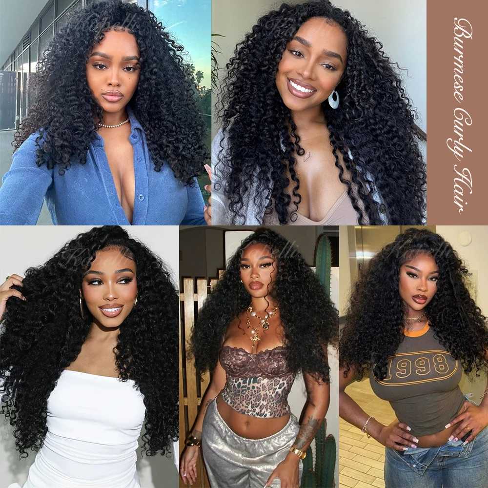 البورمية مجعد حزم الشعر البشري البورمية الفيتنامية حزم الشعر الخام 1/3/4 قطعة 100% غير المجهزة لحمة مزدوجة وصلات شعر نسج