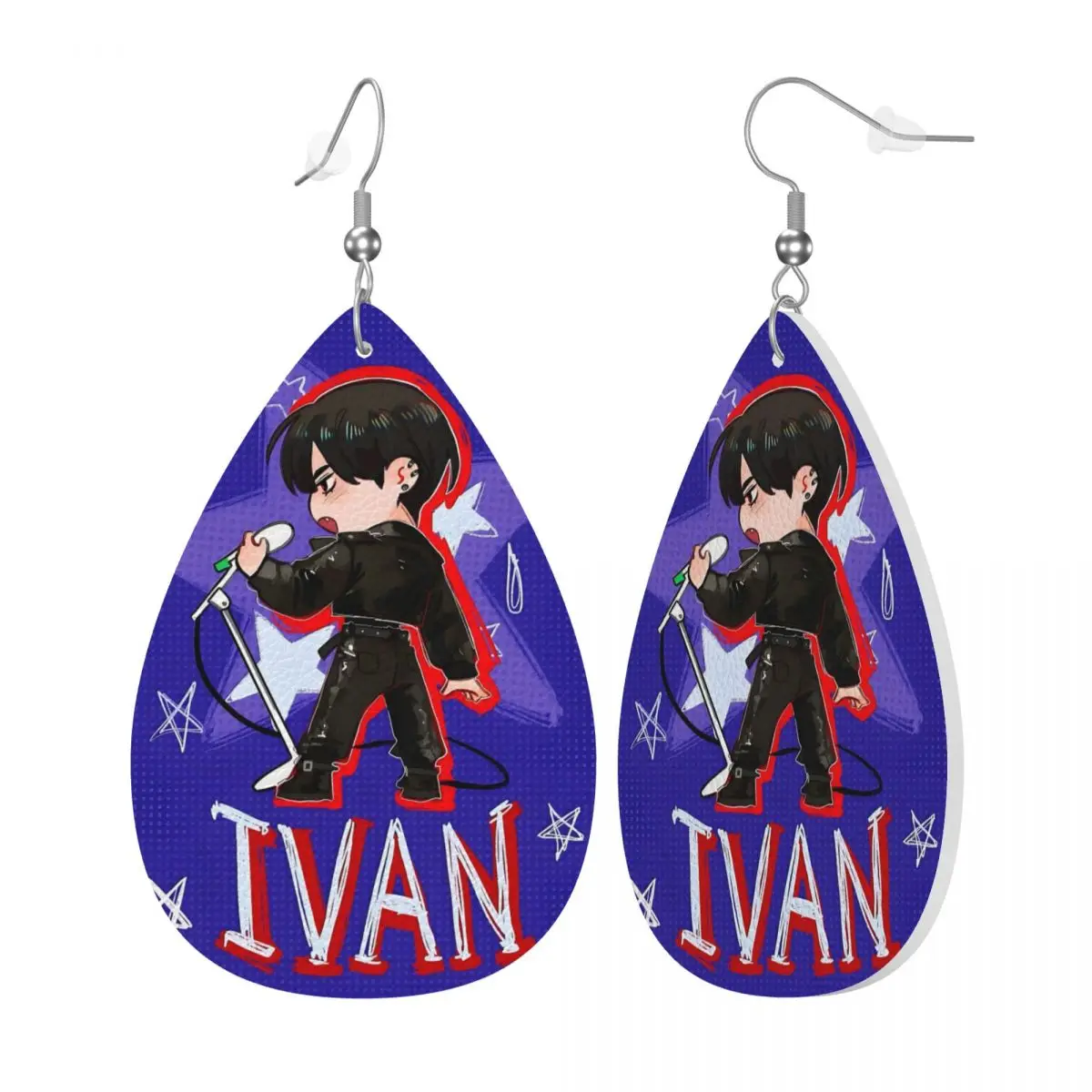 Custom Alien Stage Anime Leather Teardrop Earrings for Women Leather Earrings Fashion Cartoon Lightweight for Parties Holidays