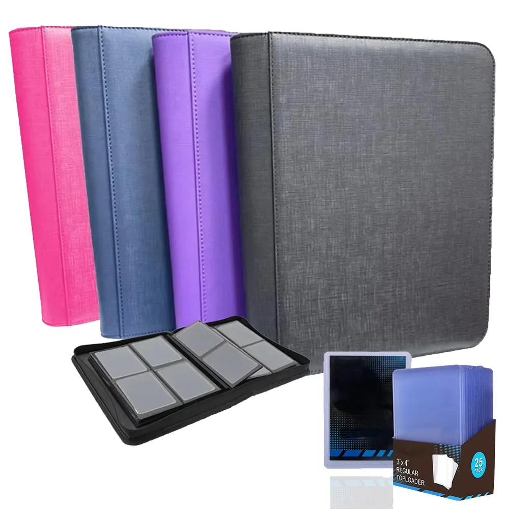 4-карманная папка с верхней загрузкой из искусственной кожи вмещает 112+ 3" X 4" жесткий держатель для карт с верхней загрузкой, двусторонние карманы для карт TCG MTG PTCG