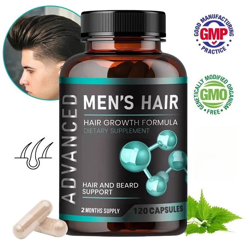

Hair Growth Vitamins for Men - Thick Hair and Beard - Helps with Thinning and Hair Loss, Natural Dietary Supplement