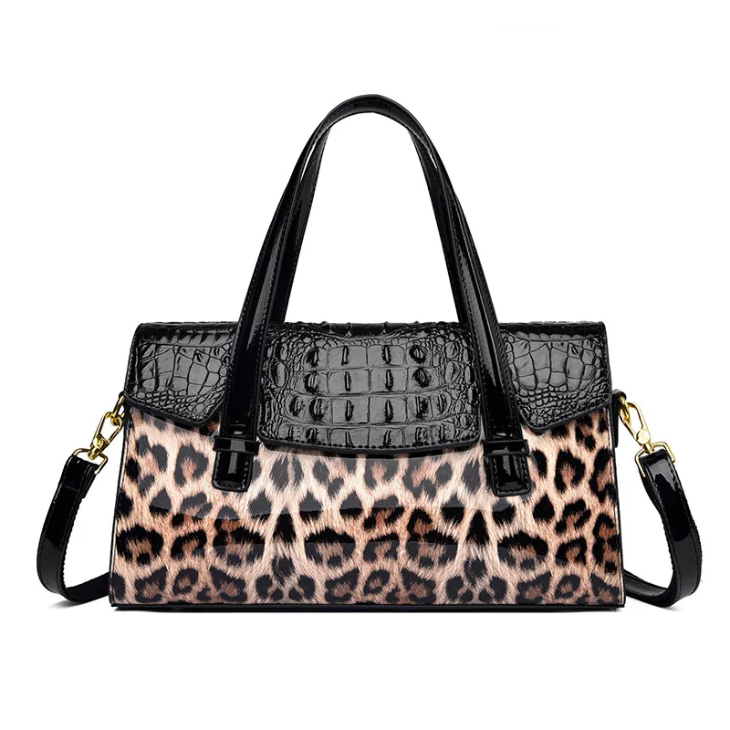 Borse da donna leopardate di nuova moda borse a tracolla da donna in pelle verniciata di Design europeo borsa a tracolla di lusso di marca per