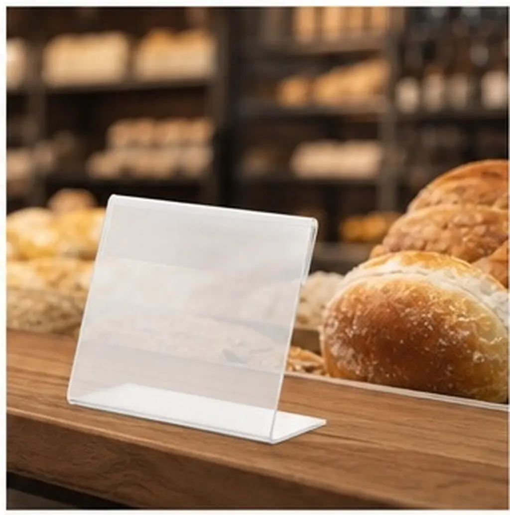 20pcs L-Shaped Transparent Plastic Price Tag Holders – Self-Standing Label Display for Supermarket, Retail, Bakery
