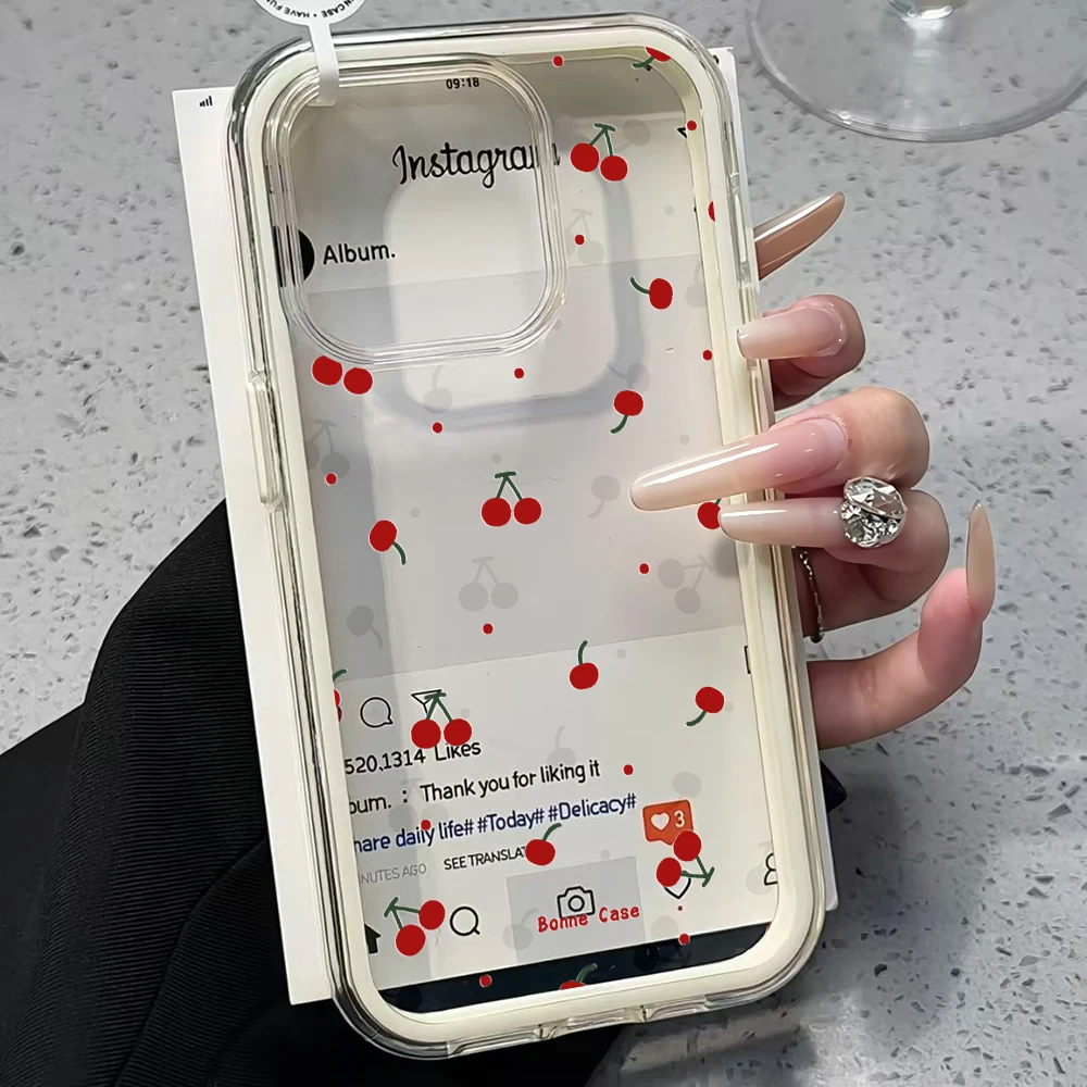 Koreanische einfache Kirsch-Handyhülle für Samsung Galaxy S26 Ultra S25 S24 edge s22 s23 Plus FE A57 A54 A55 A16 A35 A36 A37 5G Cover – Detail 4