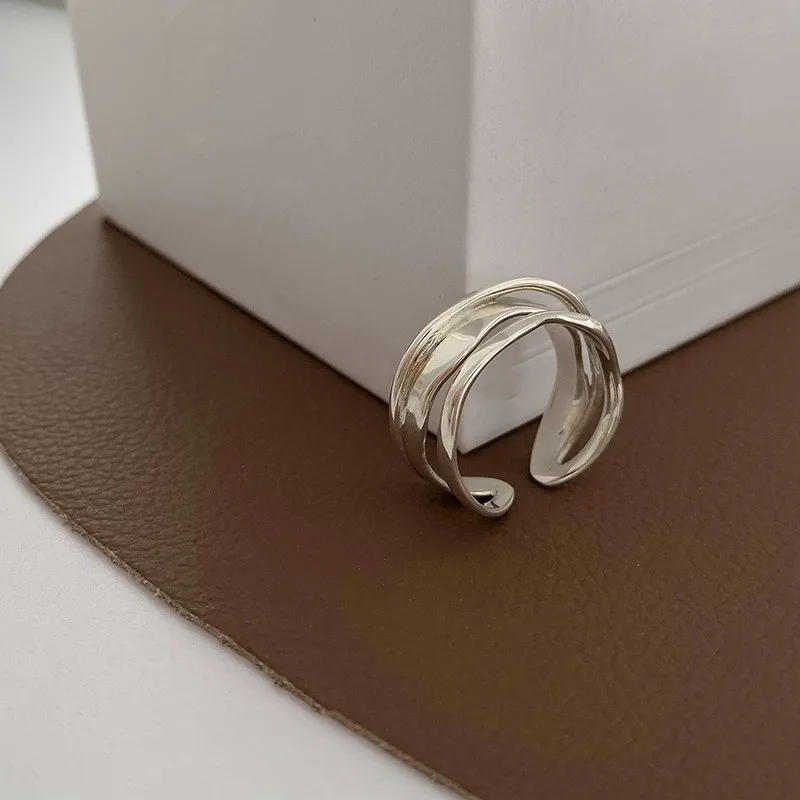PANJBJ 925 Sterling Silber Perle Unregelmäßigen Ring für Frauen Shell Überlappende Hohl Süße Design Schmuck Geschenk Dropshipping – Detail 19