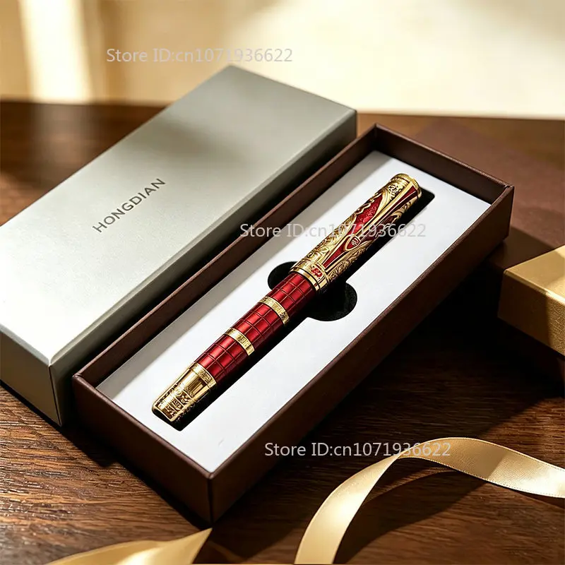 HongDian D5 Qin Dynasty Series NO.6 Nib Piston Fountain Pen Retro Calligraphy Writing Piston Engraved Chinese Style Pen Gift