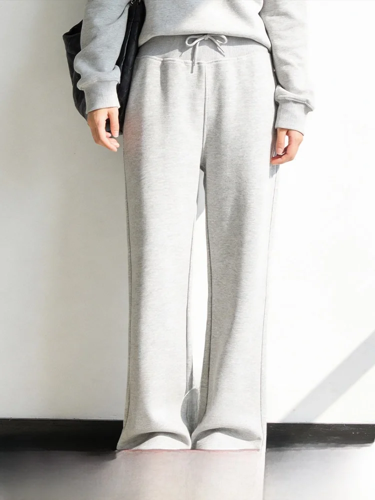 

Модные повседневные брюки-палаццо для женщин, весенние новинки, спортивные штаны, с высокой талией, из полиэфирного волокна, прямого кроя