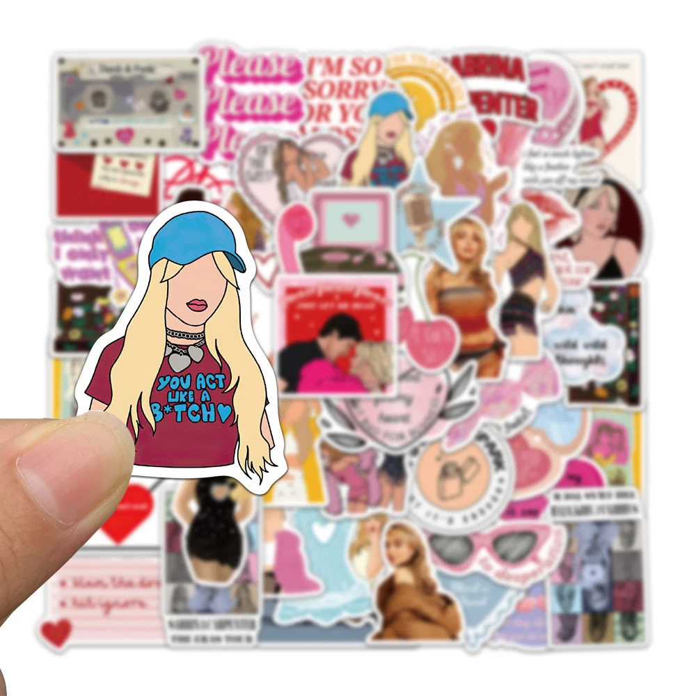 10/30/50 قطعة المغني الساخن سابرينا نجار ملصقات الكرتون ملصق مائي مقاوم للماء Laptop بها بنفسك محمول الأمتعة القرطاسية الغيتار الكتابة على الجدران ملصق