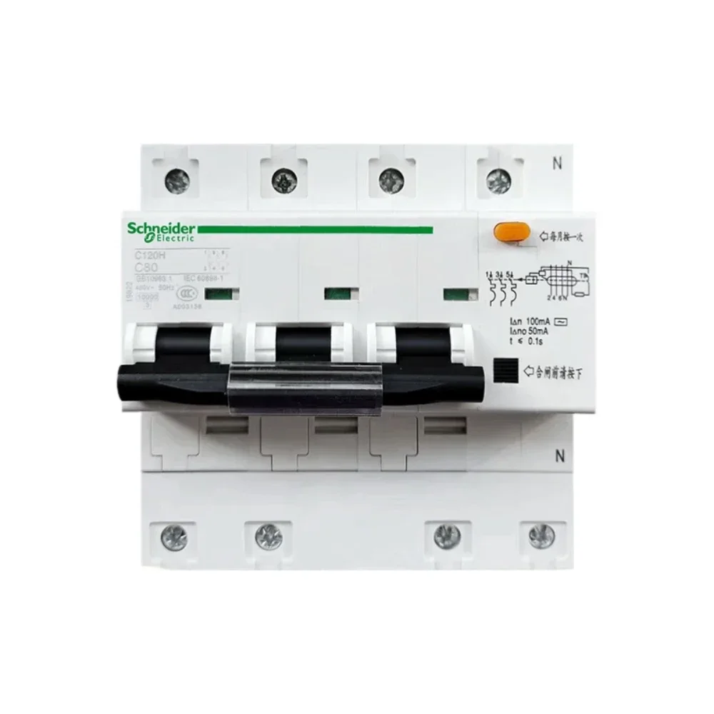 TAO Schneider Electric C120H Leakage Circuit Breaker 63A 80A 100A 125A with Leakage Protection Air Open 3P Leakage Protection 2P