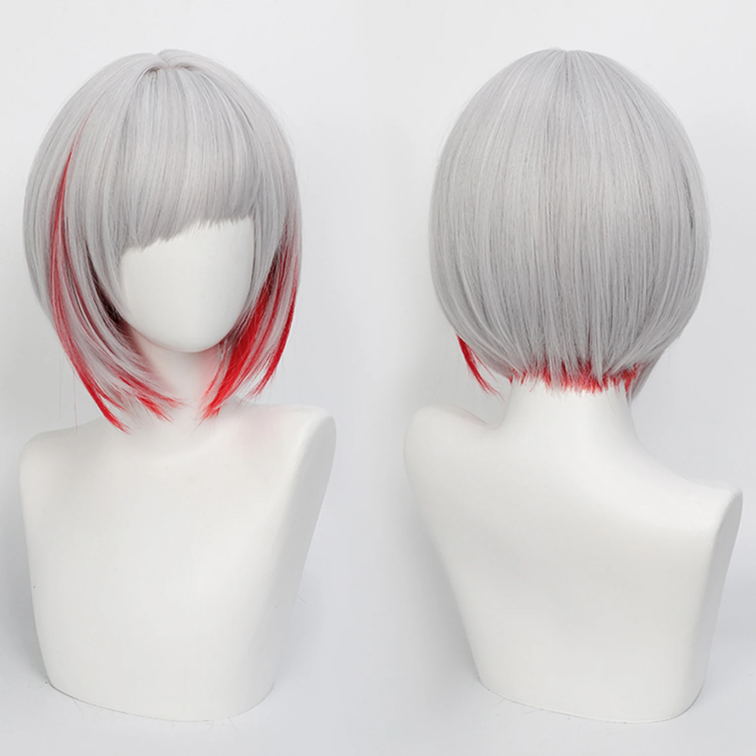Cosplay Wig Love Live! Superstar Anime Wig Yugiri Tsuzuri Gray-Red Game Role-Play Bob Cosplay Simulation Scalp Synthetic Wig