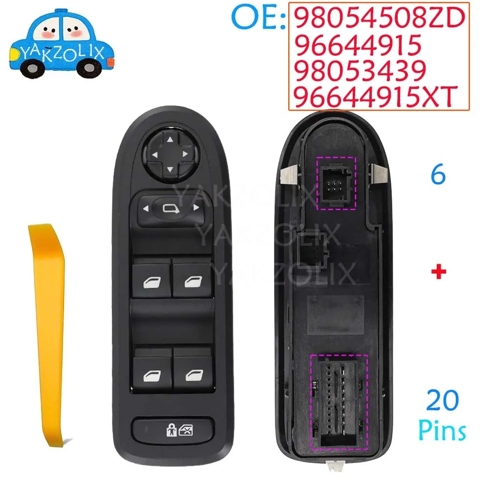 

For Peugeot 308 508 3008 5008 Citroen C4 II C5 Master Driver Side Electric Power Lifter Window Switch Button Car Accessories
