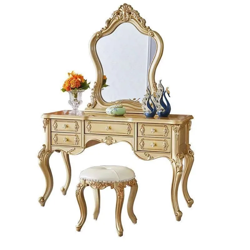 

European Solid wood Master bedroom Princess mirror Small apartment Mini dressing table