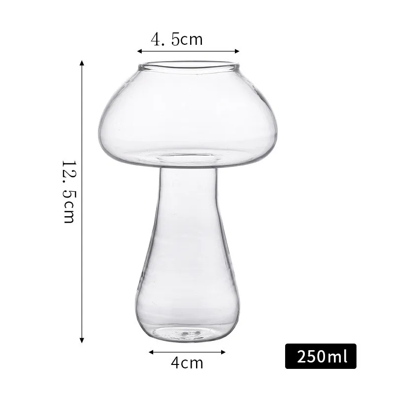 Copo de vidro de coquetel de cogumelo com canudo para bebidas cerveja criativo claro copos de vinho copos de café drinkware barra ferramenta