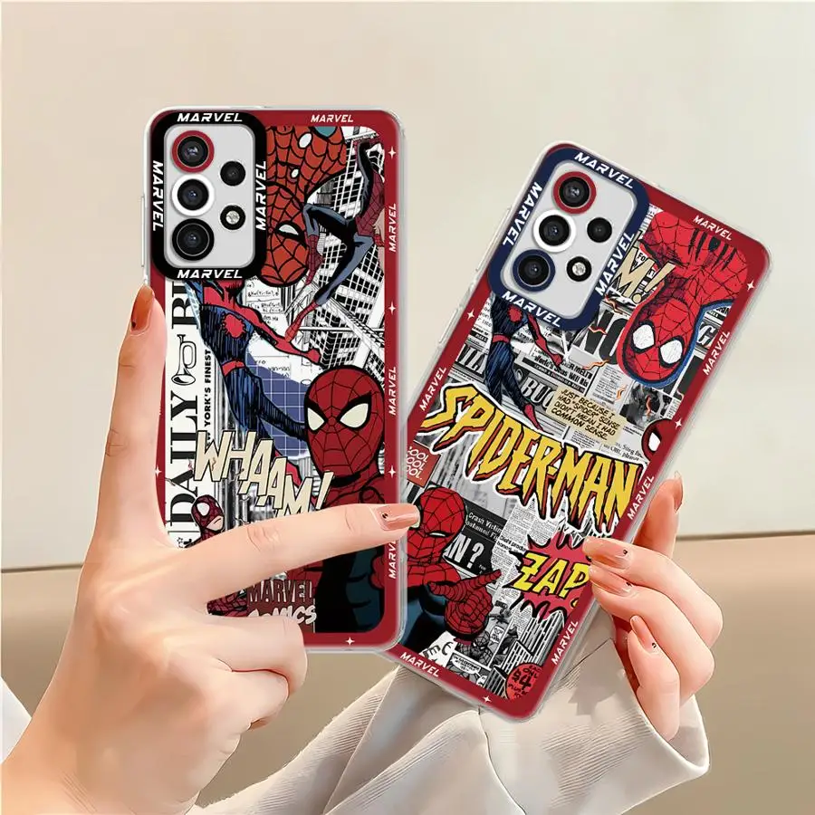 Marvel SpiderMan Phone Case for Samsung Galaxy A35 A55A53 A54 A73 A34 A33 A25 A24 A13 A14 A15 Soft Transparent Cover