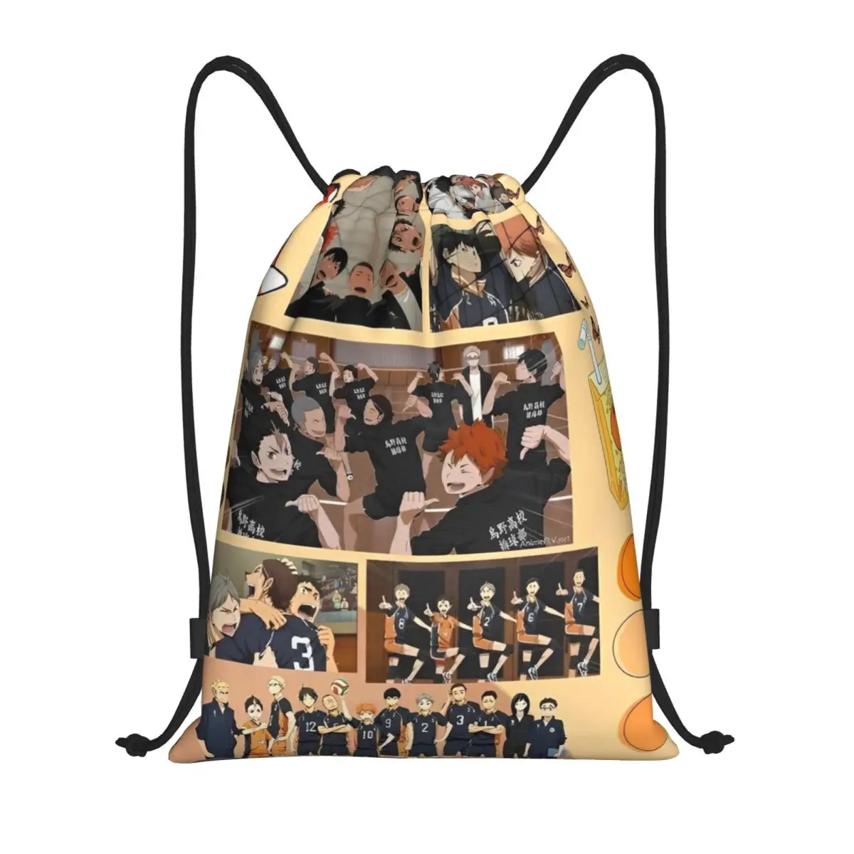 

Anime Boy Volleyball Haikyuu Drawstring Backpack Sports Gym Bag String Sackpack for Yoga