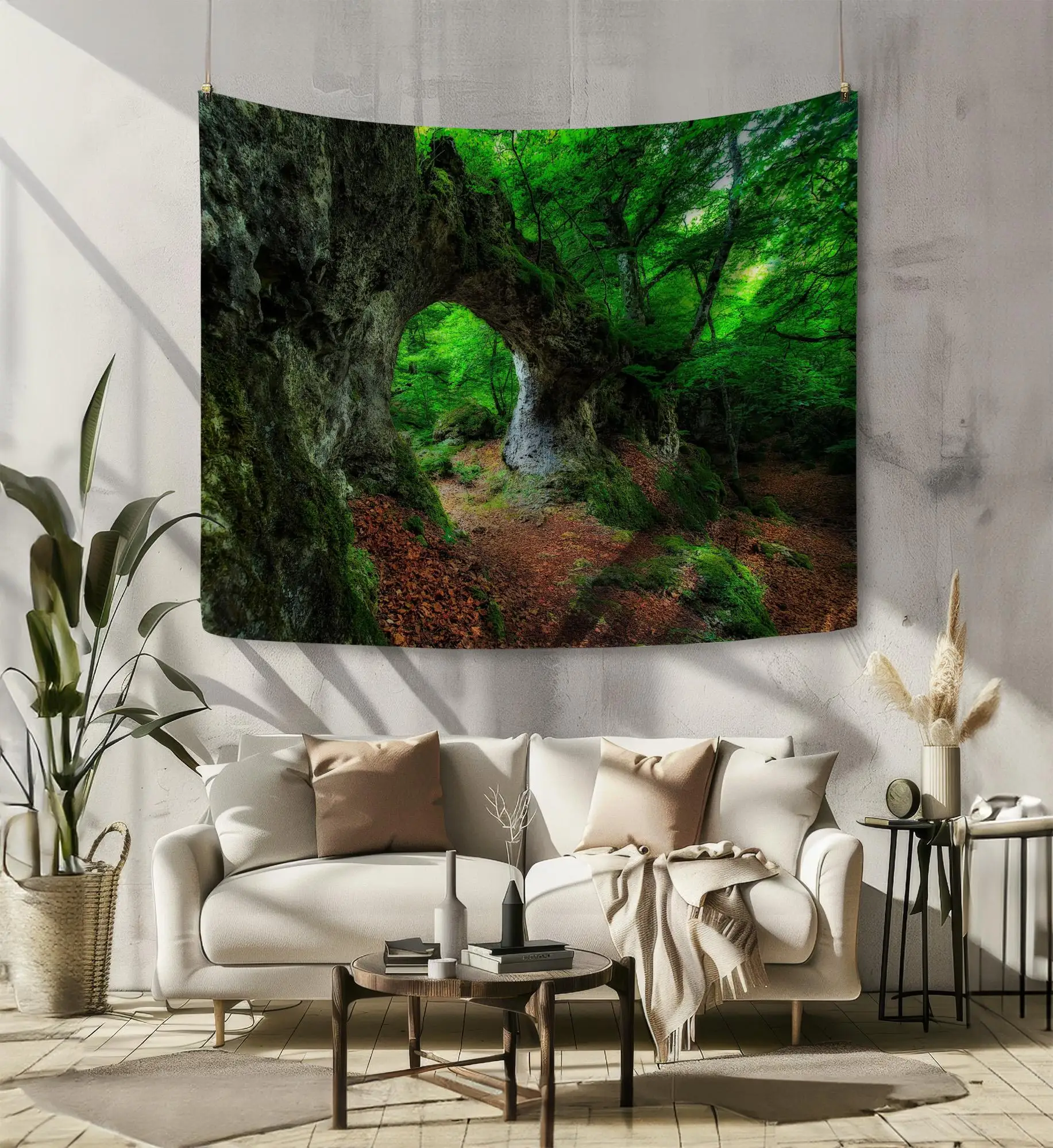 Enchanted Forest Arch Wall Tapestry – Mystical Nature Tree Tunnel Wall Hanging for Fantasy Room Decor, Witchcore Vibes