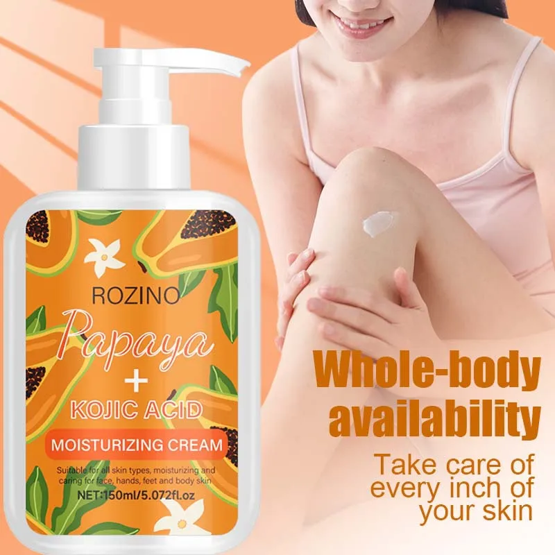 โลชั่นบำรุงผิวมะละกอผสมโคจิก แอซิด สำหรับบำรุงผิวทั่วร่างกาย ช่วยให้ผิวชุ่มชื้น แห้งกร้าน ให้ความชุ่มชื้นยาวนาน พร้อมกลิ่นหอมติดทนนาน