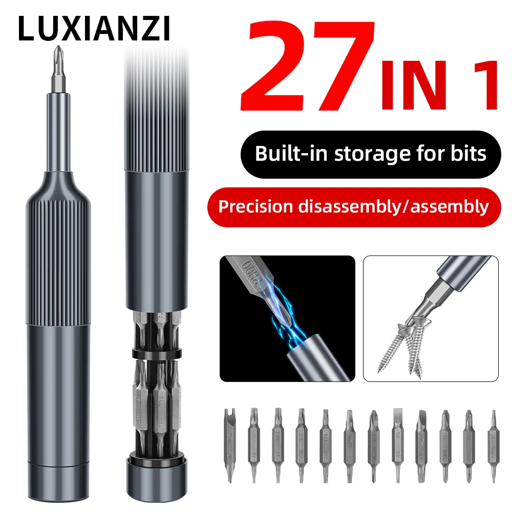 LUXIANZI 27 in 1 Precision Screw Driver Kit Portable Dual-purpose Magnetic Bits For Mobile Phone Laptop  Repair Tool Screwdriver