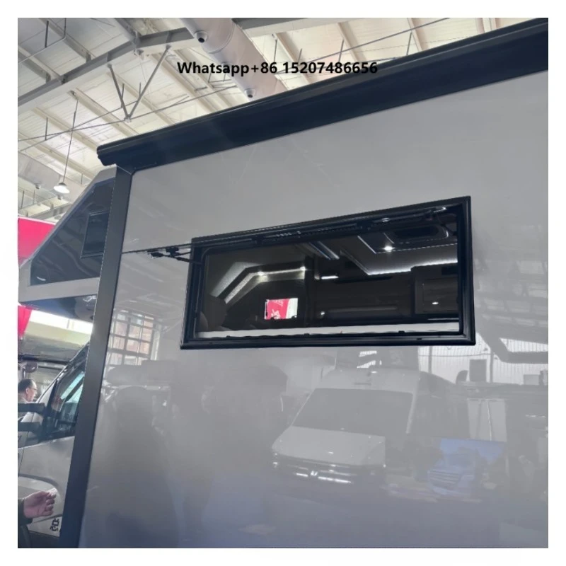1200x700mm Rv Trailer Travel Aluminum Top Hinge Window with Black Inner Frame for Expedition Trailer