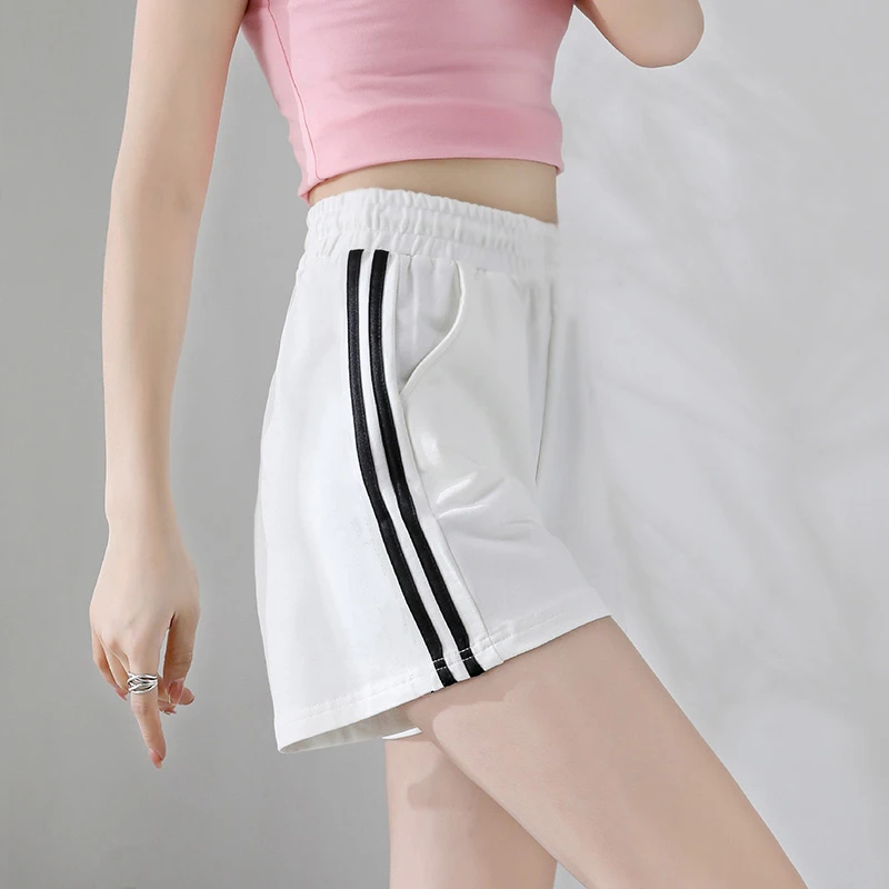 Sporty High Waist A-Line Short Shorts for Women Summer Thin Loose Running Casual Hot Pants Black Wide Leg Three-quarter Length