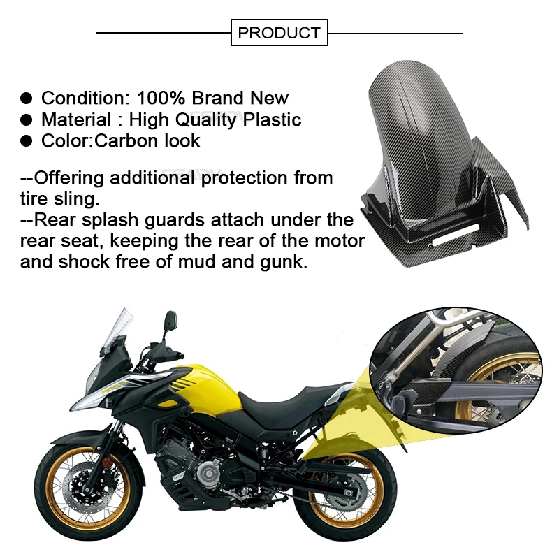 For Suzuki V-Strom 650 DL650 DL 650 V-Strom650 VStrom 650 2004-2023 2022 Carbon Black Rear Wheel Hugger Fender Mudguard Cover