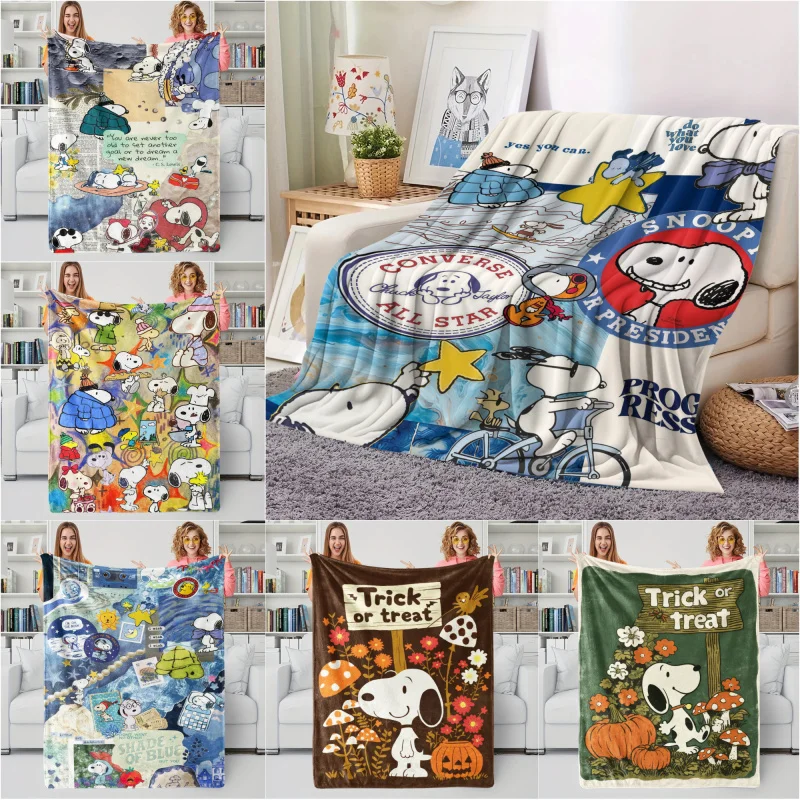 

Фланелевое плюшевое одеяло Peanuts Snoopy, милое многофункциональное одеяло с героями мультфильмов, домашнее одеяло для отдыха на открытом воздухе, удобный легкий подарок