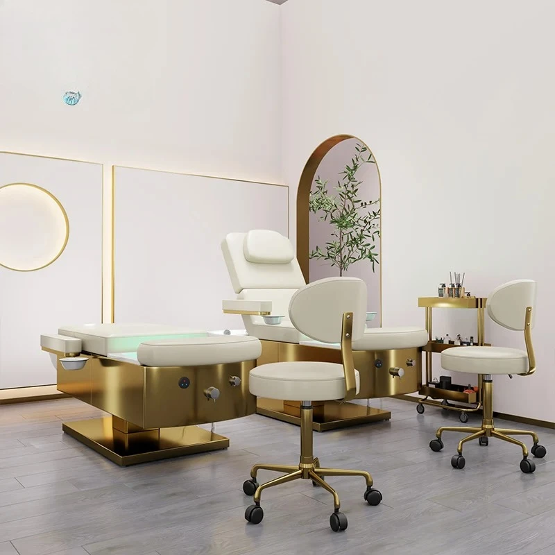 

Adjust le Electric Salon Furniture Head Spa Therapy Hair Washing Chair With Pedicure Bed Recliner for Shampoo Spa Treatments