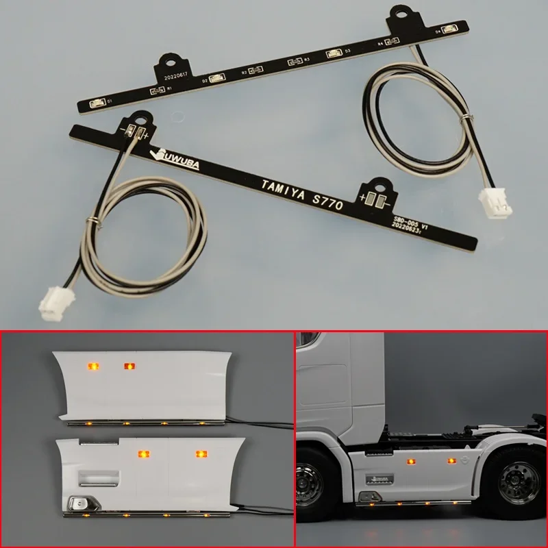 RC Truck LED Side Skirt Lights Lamp Bar for 1:14th Scale Tamiya Tipper SCANIA 770S 6X4 56368 Model Car DIY Parts