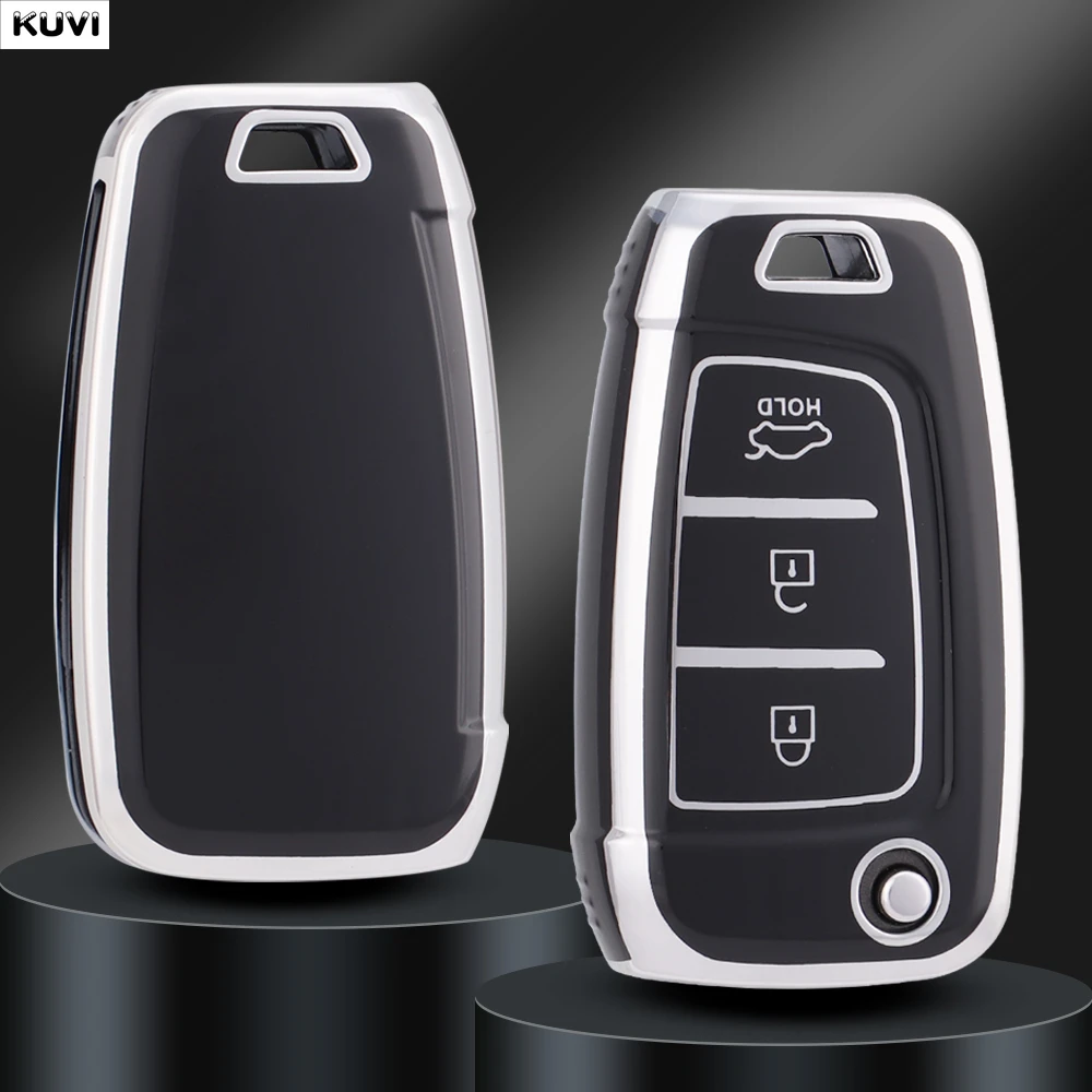Fashion TPU Car Flip Key Case Cover Shell Fob For Hyundai Elantra Solaris Tucson I30 I35 I40 KONA Genesis Santa Fe Azera