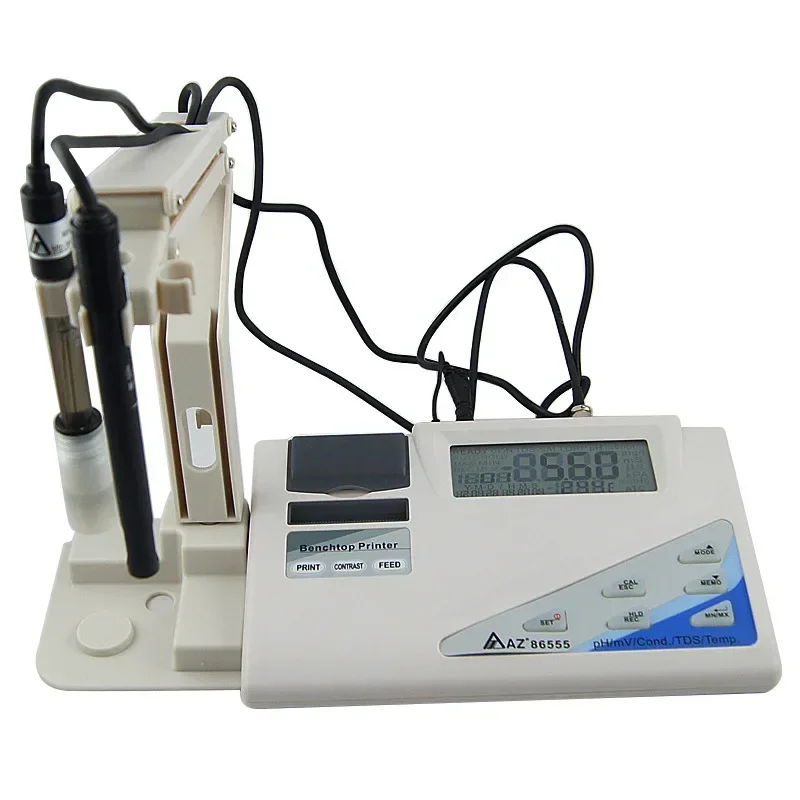Calibrated Desktop Water Quality Detector AZ86555 Redox Salinity Conductivity TDS Printable Acidity PH Meter