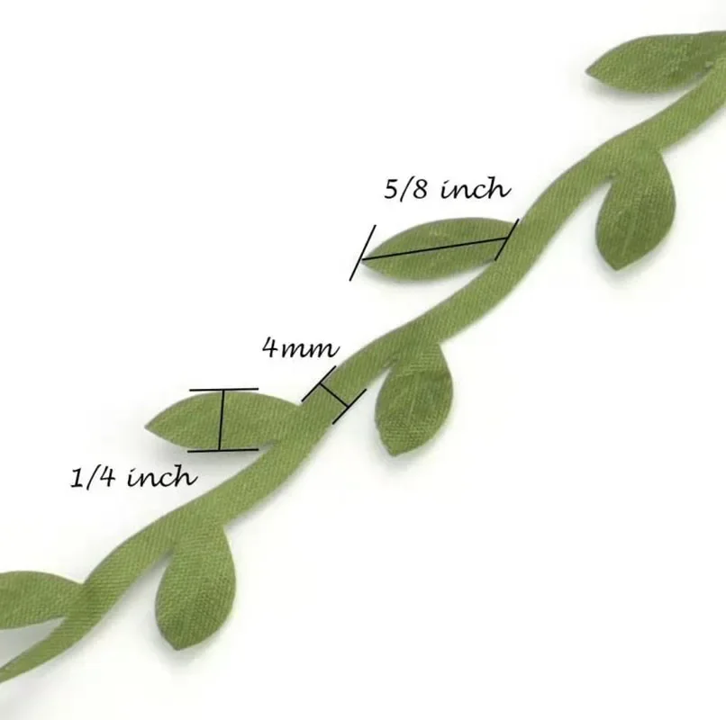 10m Artificial Green Leaves for DIY Craft, Handmake Leaf Trim Ribbon, Wedding Party, Home Decoration Accessories