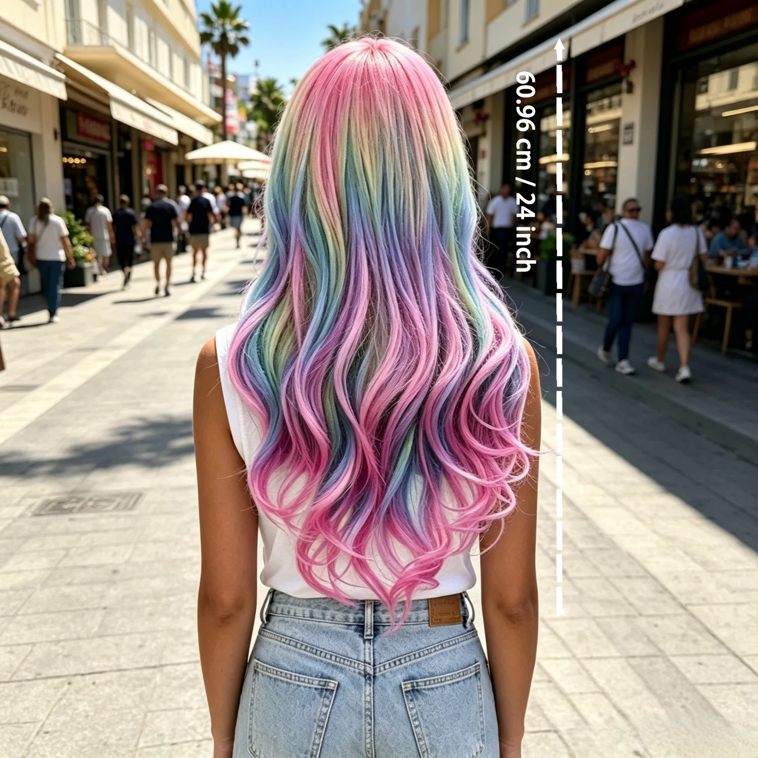 Long Wavy Synthetic Hair Wigs Anime Cosplay Colored Wigs For Women Rainbow Wig Ombre Pink Blonde Red Black Purple Blue Gray