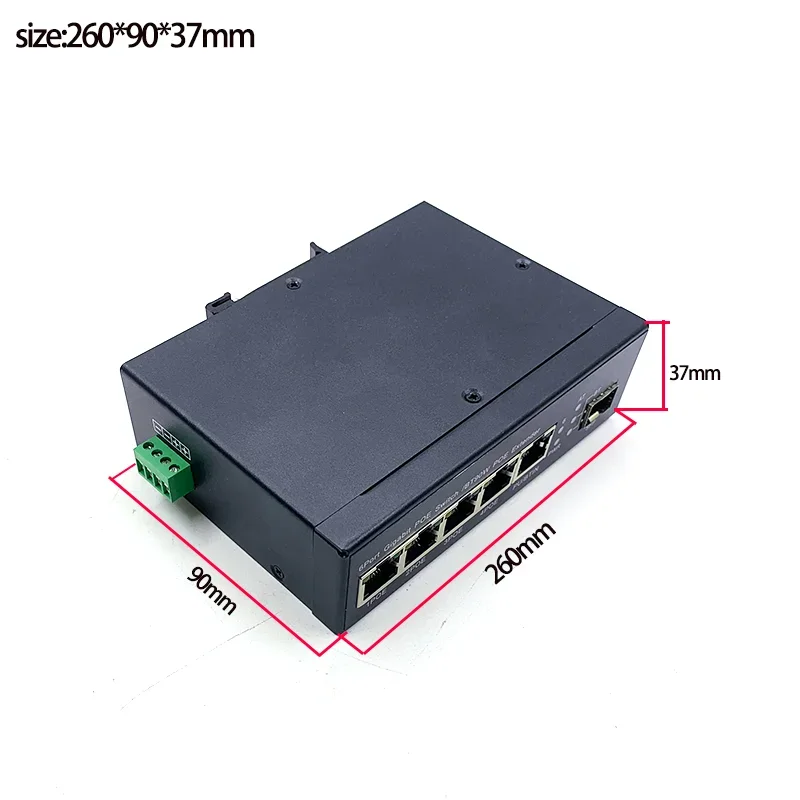 Interruptor da indústria Ethernet, 5 10/100/1000m, 48v (60w-300w), 4 portas switch poe, 802. 3bt/class8 com 1 porto 1000m uplink/nvr, 1 porto sfp