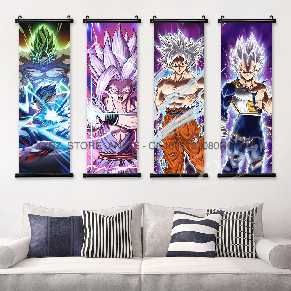 Dragon Ball Z Scrolls Picture Anime Character Hanging Painting Kakarot Room Decoration Goku Artwork Hot Blooded Vegeta Poster